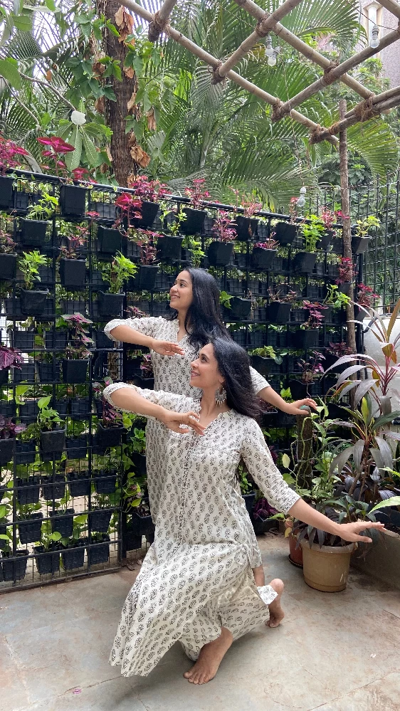 White Cotton Kurti with Brown Bagh Hand Block Print-5.webp